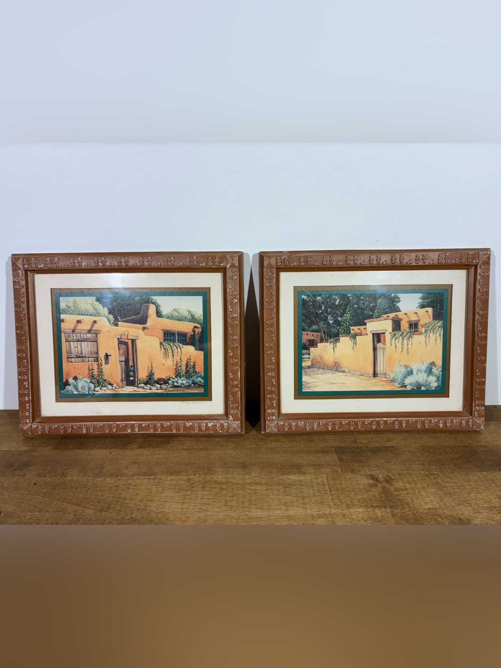 1992 K Brueggemann HOMCO Southwestern Adobe Prints Set 2 Framed Wall Art